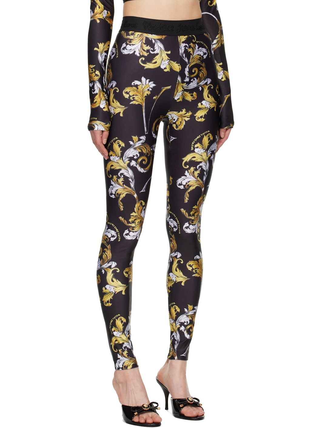 Black Outline Barocco Leggings - 2