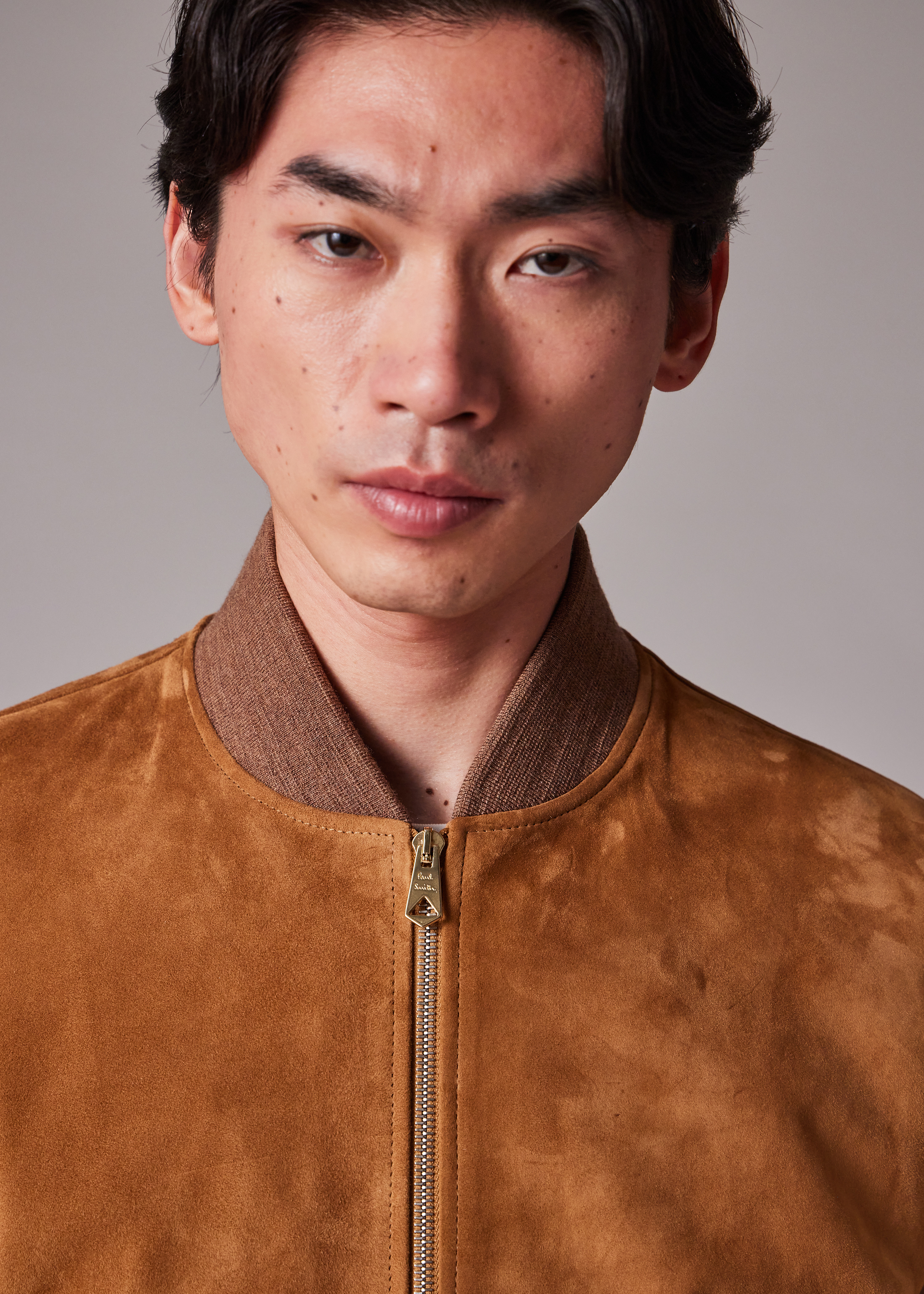 Tan Suede Zip Bomber Jacket - 10