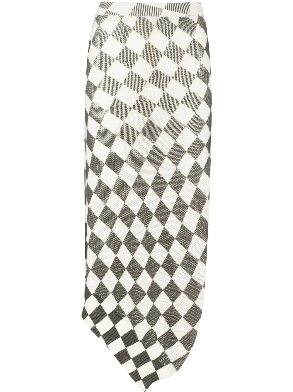 checkerboard-pattern asymmetric skirt - 1