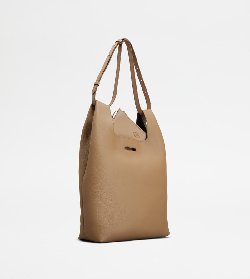 T TIMELESS SHOULDER BAG IN LEATHER MEDIUM - BEIGE 3