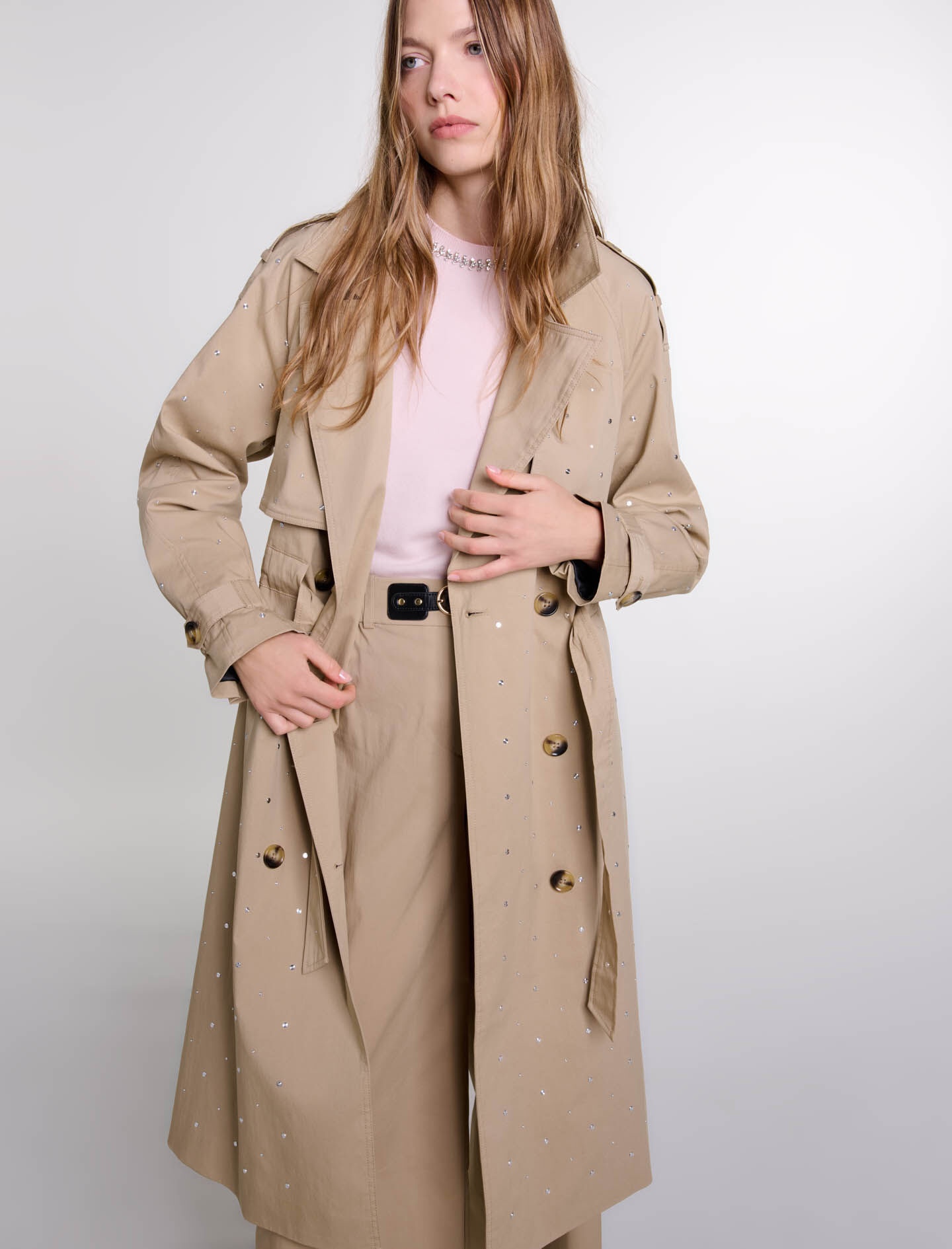 Studded elastic waist trench coat - 9