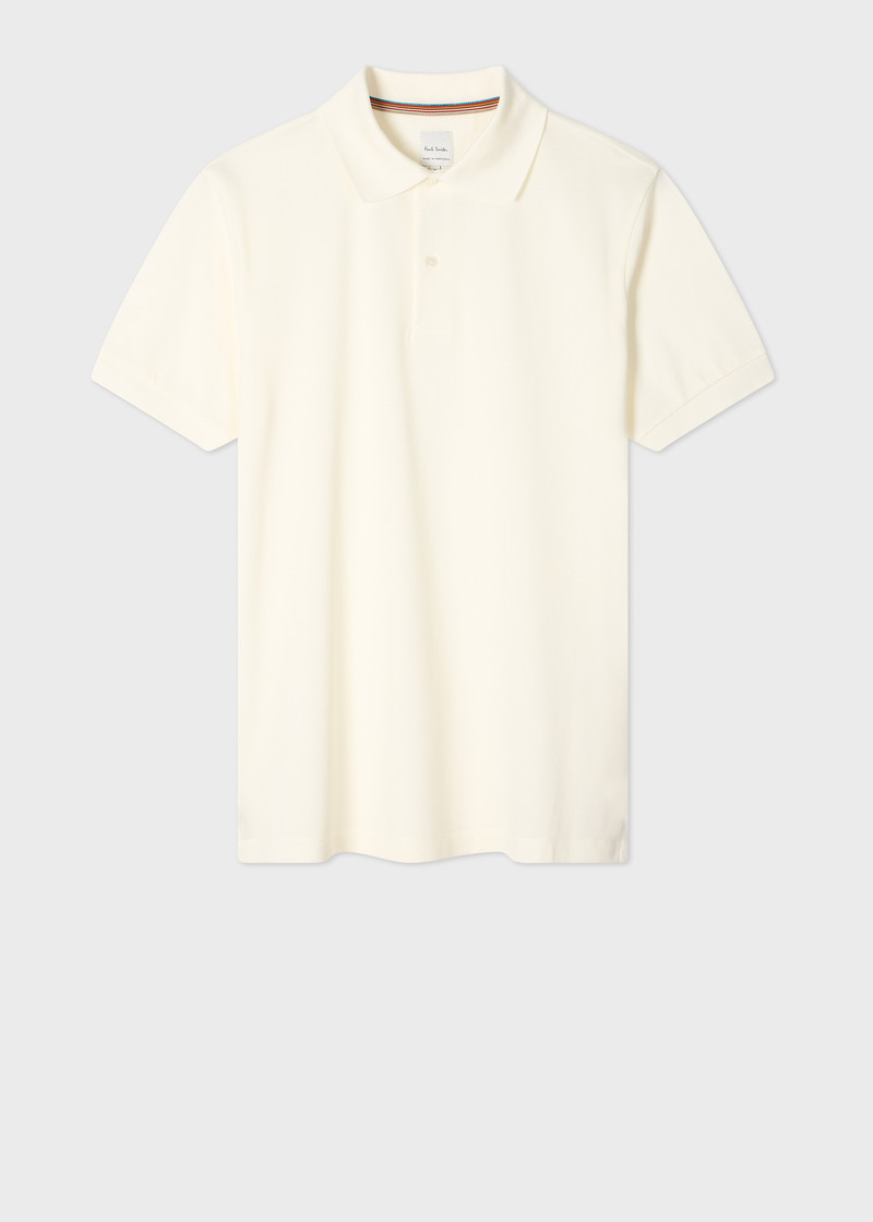 White Polo Shirt with Embroidered 'Rabbit' Placket 1