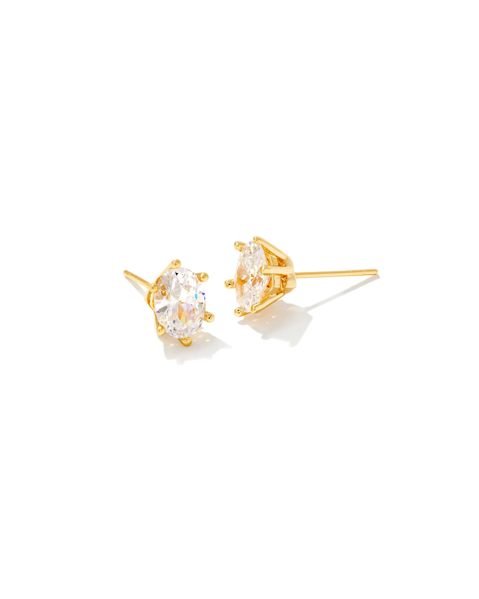 Cailin Gold Crystal Stud Earrings in White CZ - 1