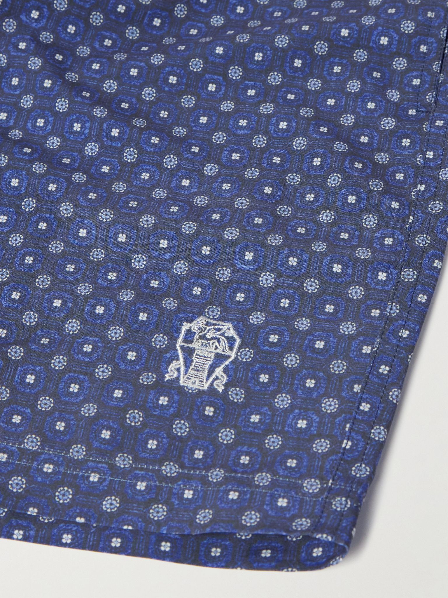 Straight-Leg Mid-Length Logo-Embroidered Printed Swim Shorts Blue - 4