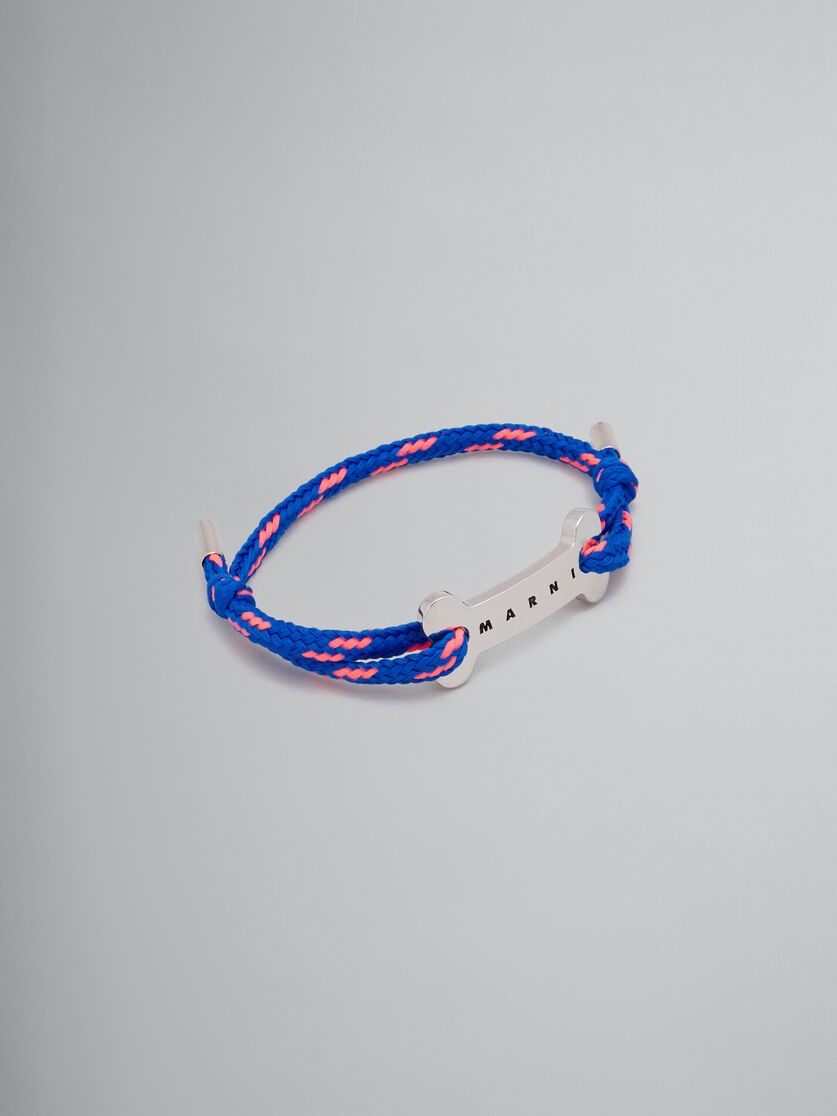 BLUE SHOELACE BRACELET WITH BONE PLAQUE - 1