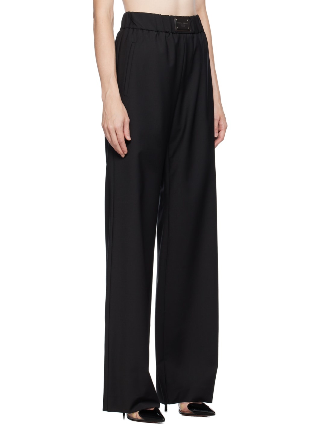 Black Gathered Trousers - 2