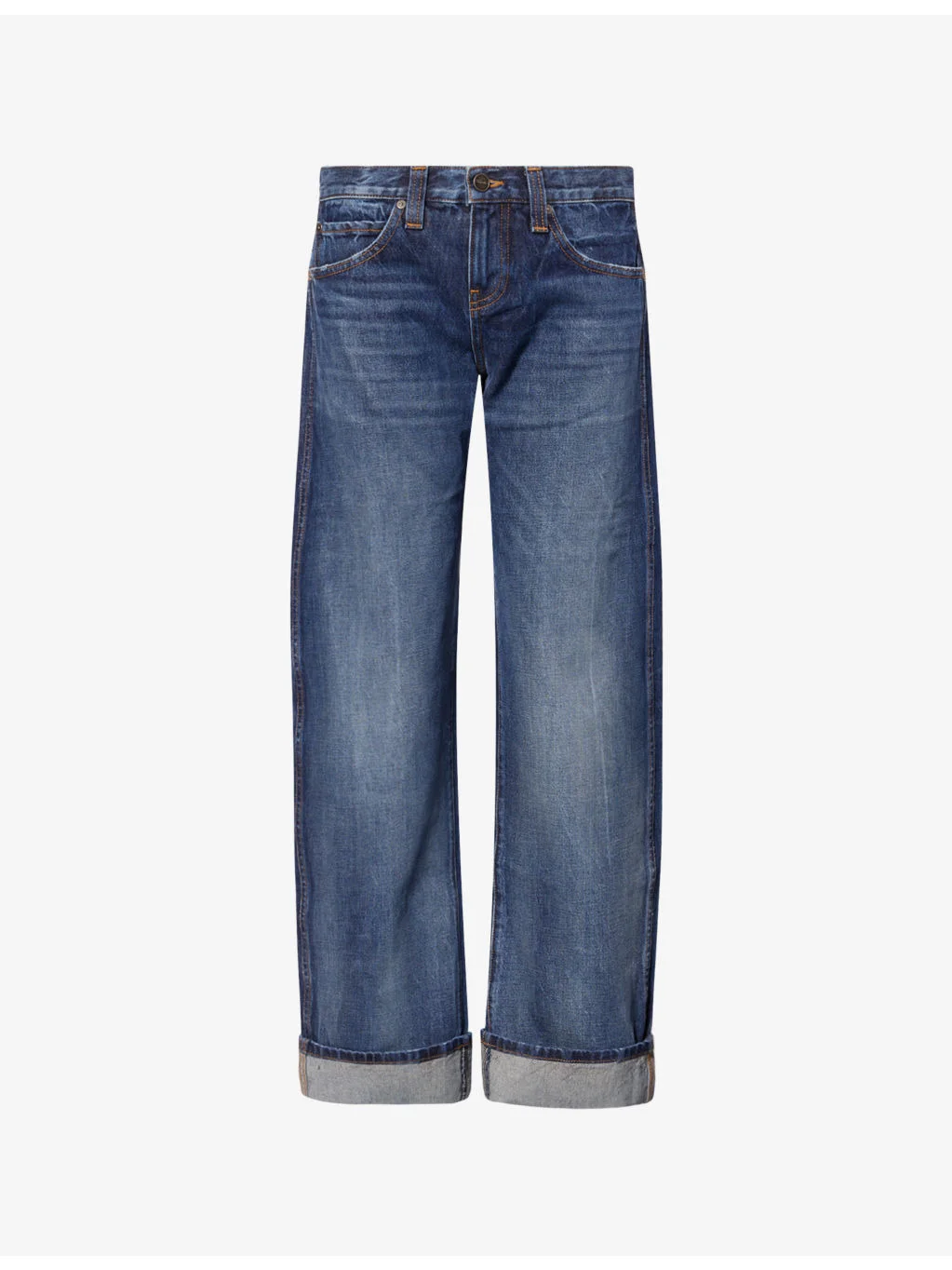 Karo Turn-Up Straight-Leg Denim Jeans - 1