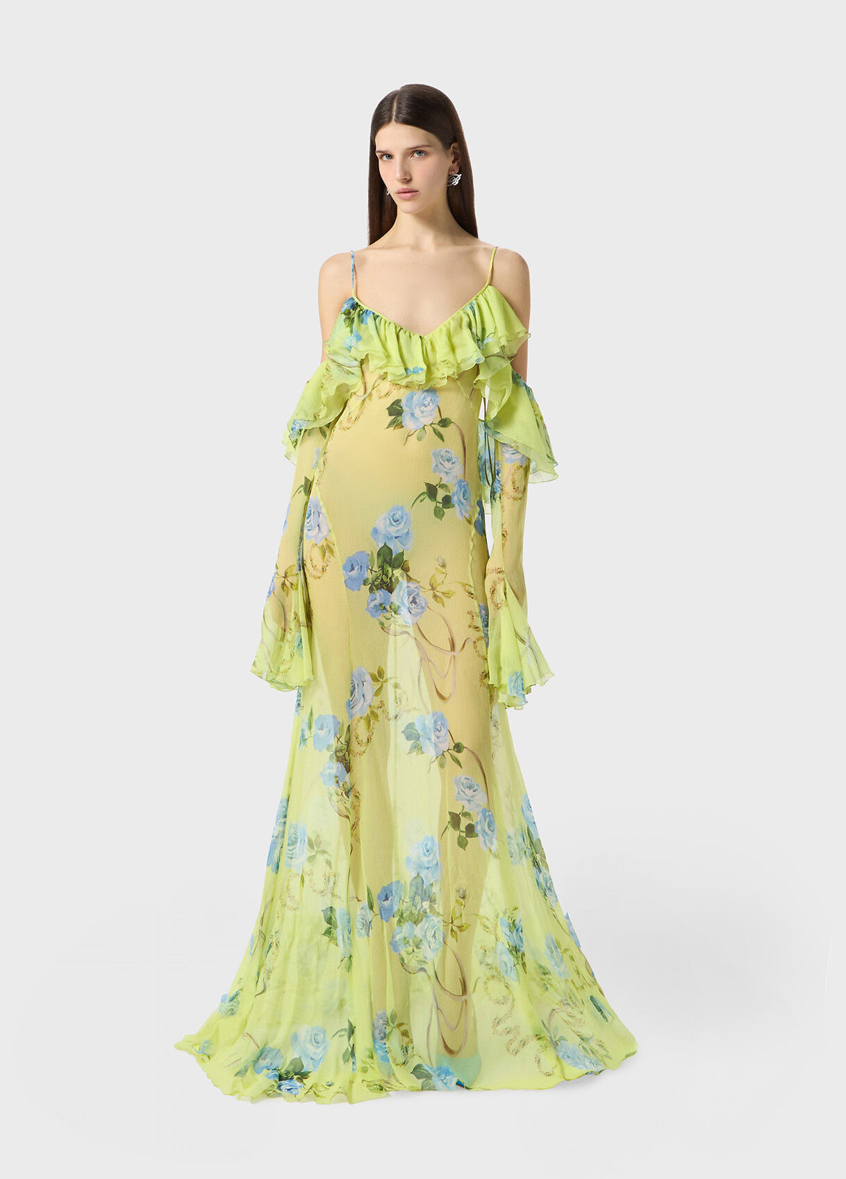 PRINTED SILK CREPONNE DRESS - 5