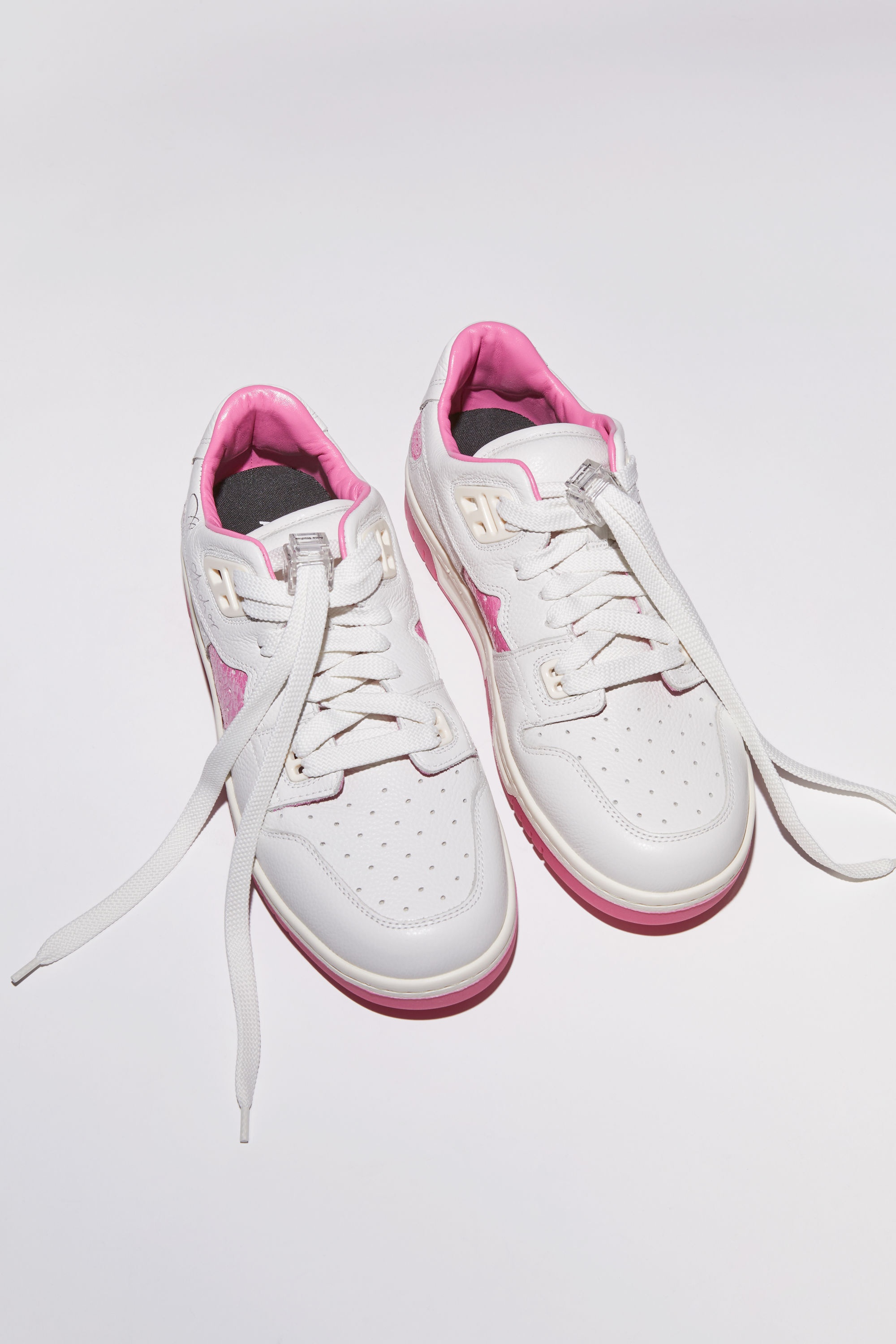 Low top basket leather sneakers - White/pink - 2