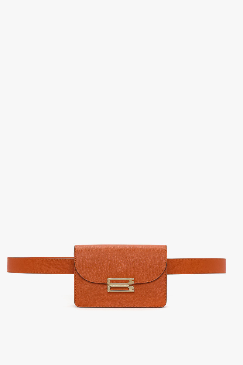 Nano Dorian Belt Bag In Burnt Orange Grained Leather 1