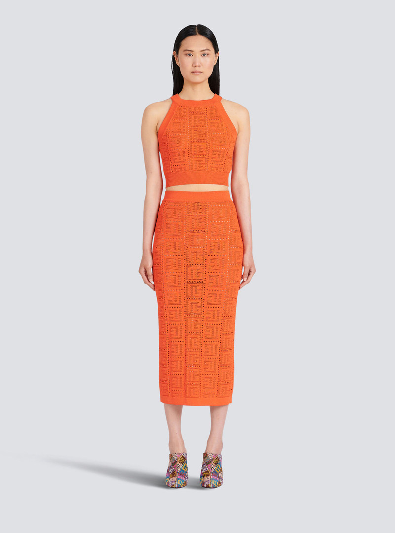 Eco-designed knit crop top with Balmain monogram 3