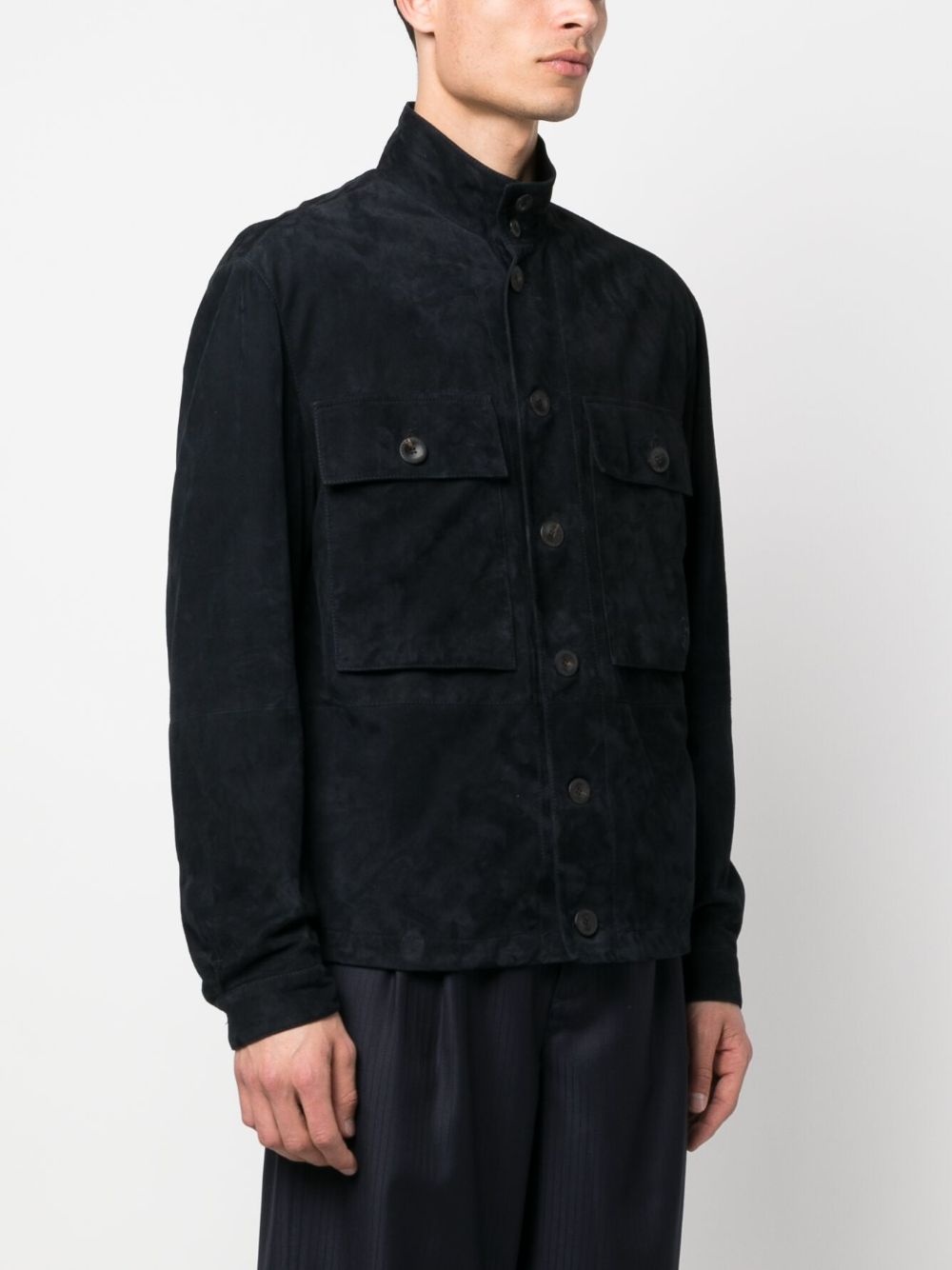 high-neck suede shirt jacket - 3