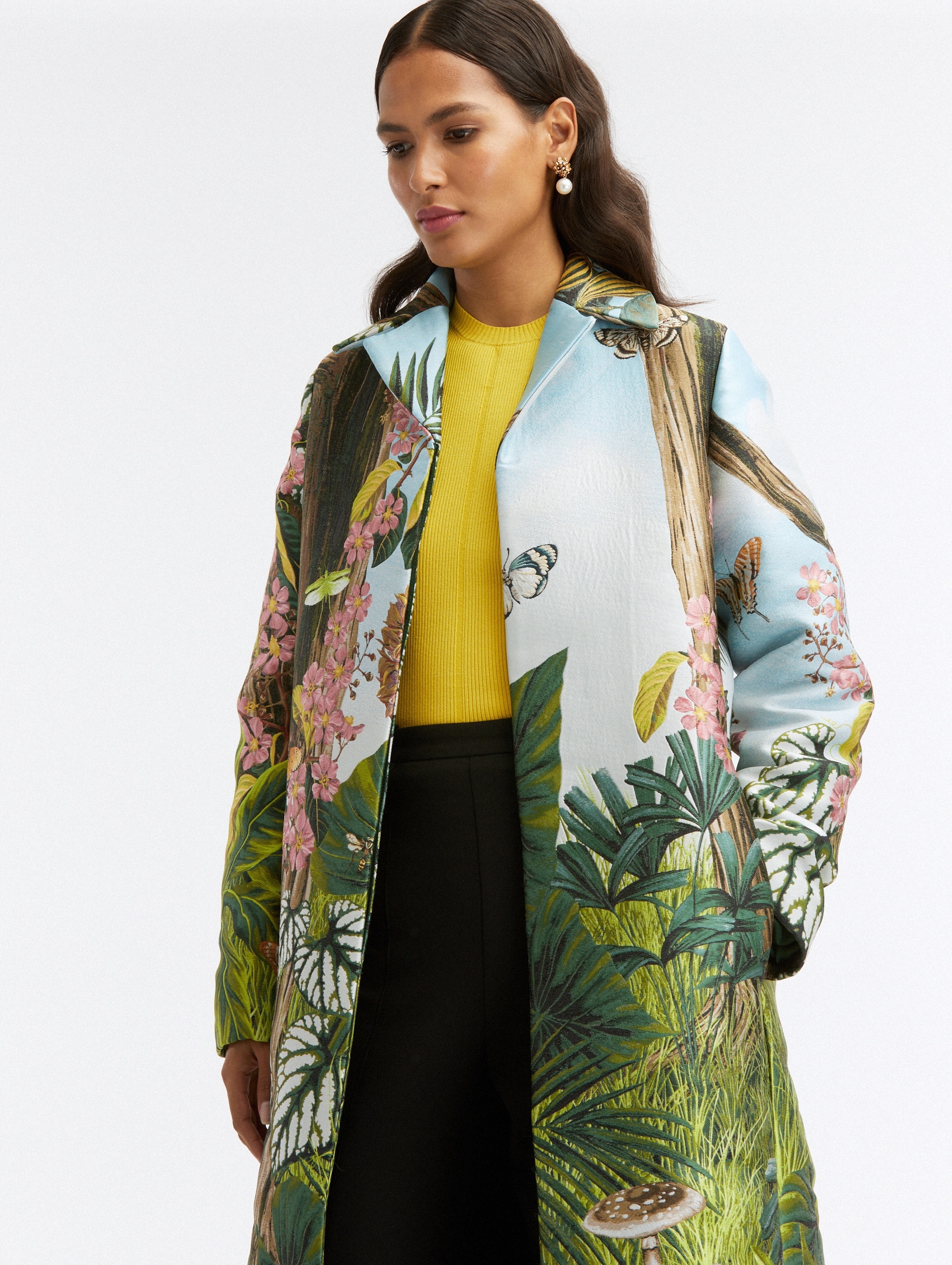 BOTANICAL FOREST JACQUARD COAT - 4