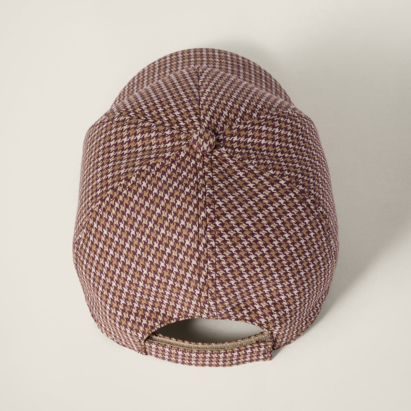 Miu Miu Houndstooth check wool baseball cap outlook