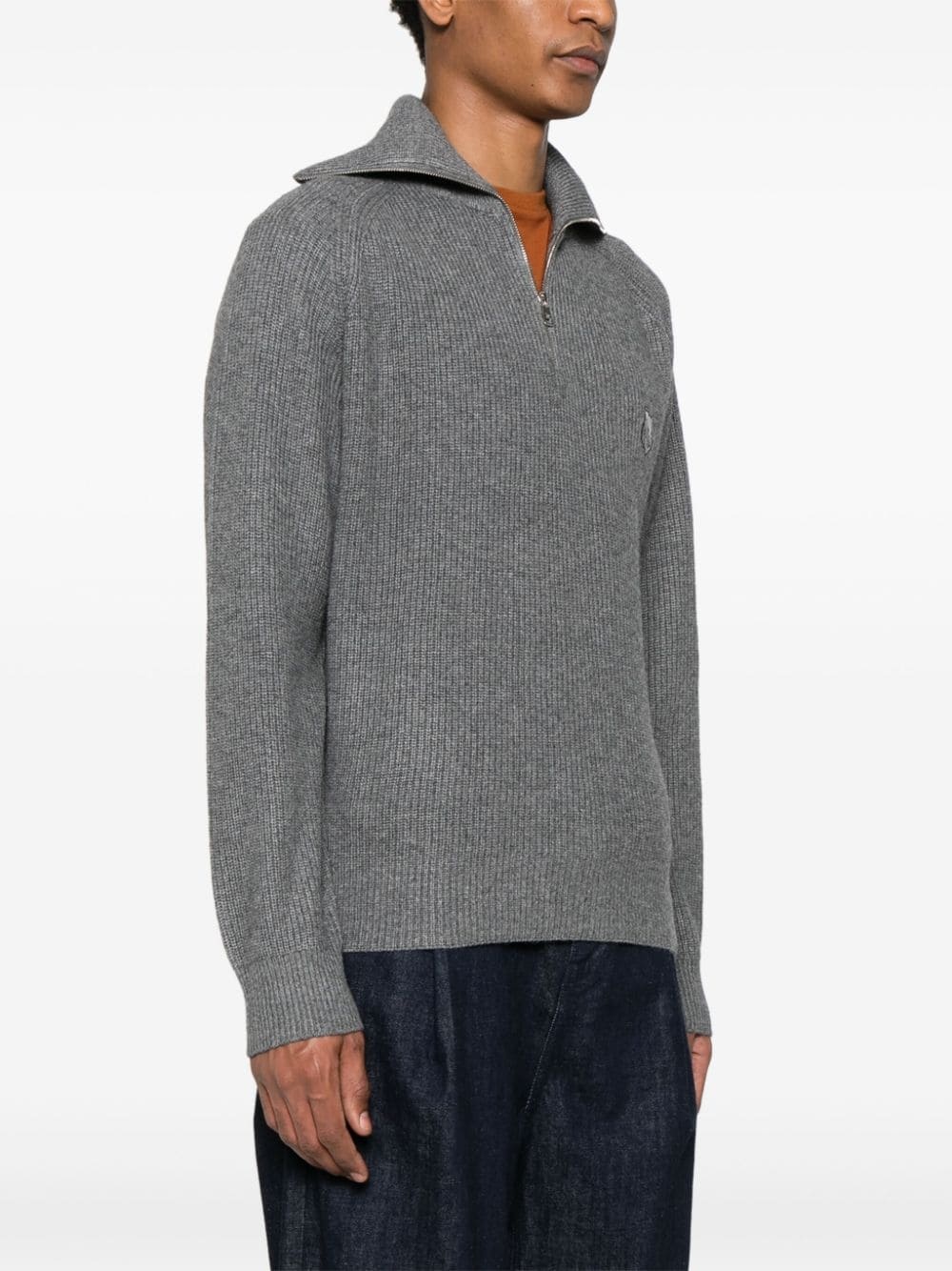 Bold Fox Head-patch ribbed sweater - 3