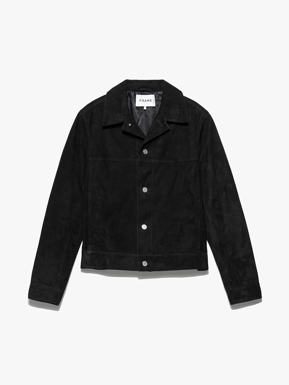 Suede Trucker Jacket in Noir - 1