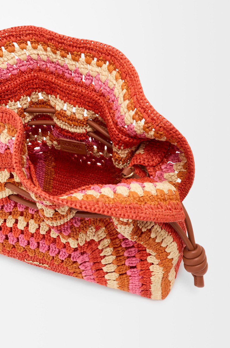 Medium Flamenco clutch in raffia and calfskin 8