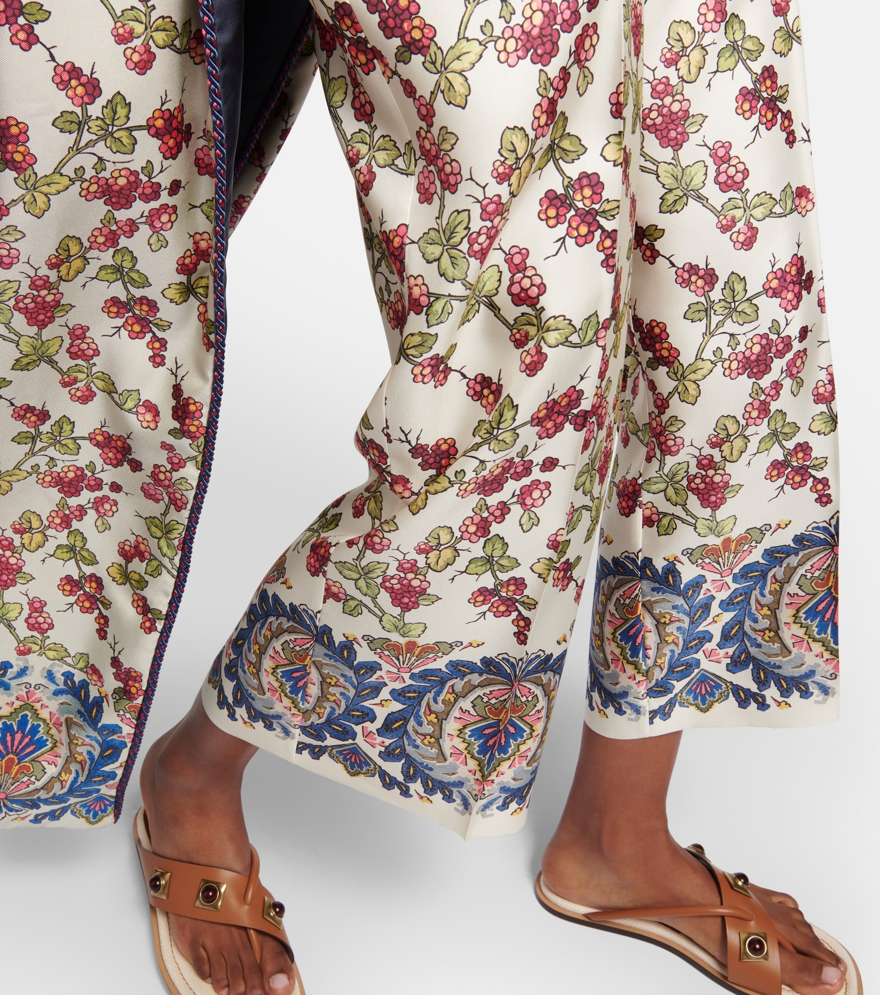 Printed silk wide-leg culotte pants - 5