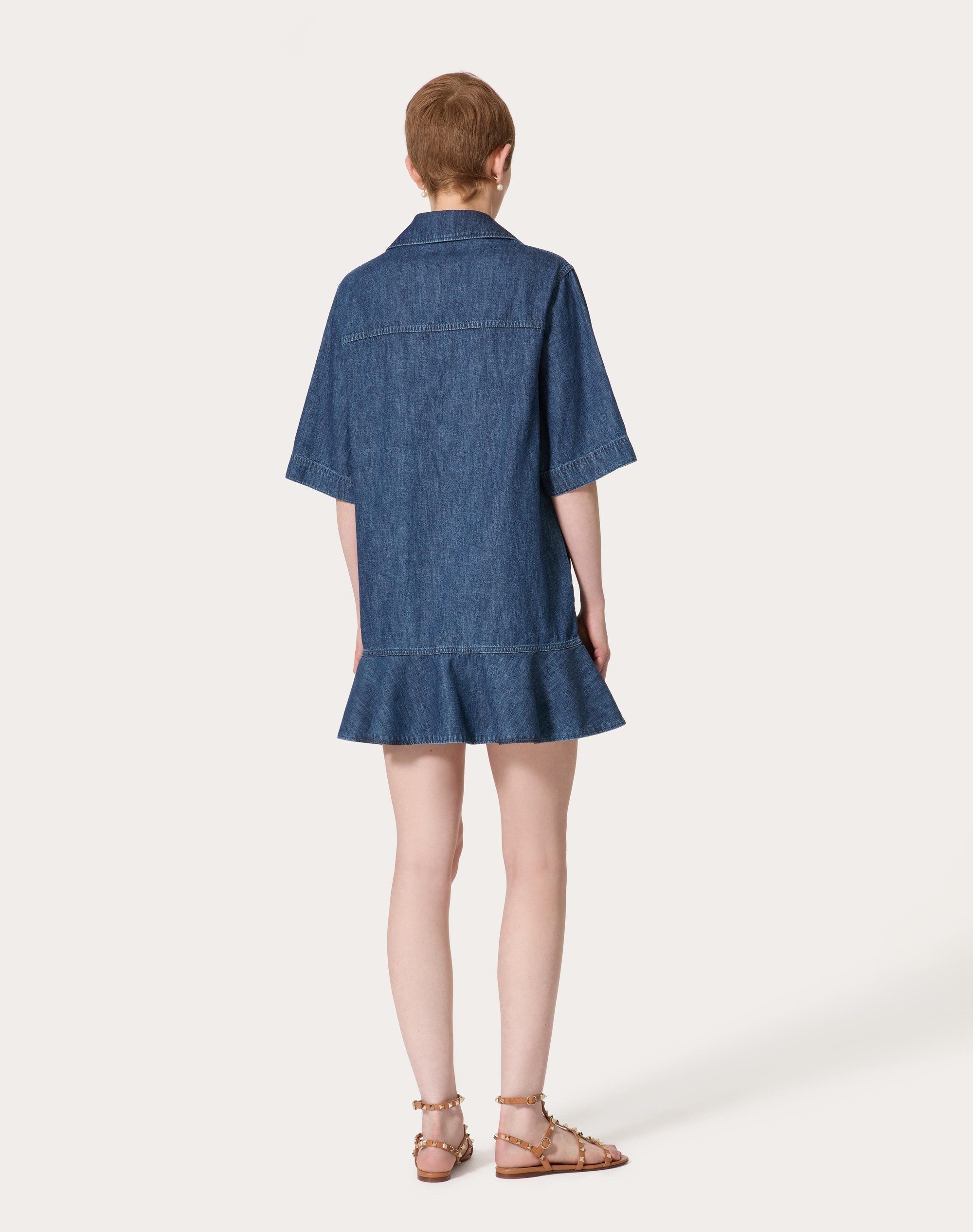 CHAMBRAY DENIM SHORT DRESS - 4