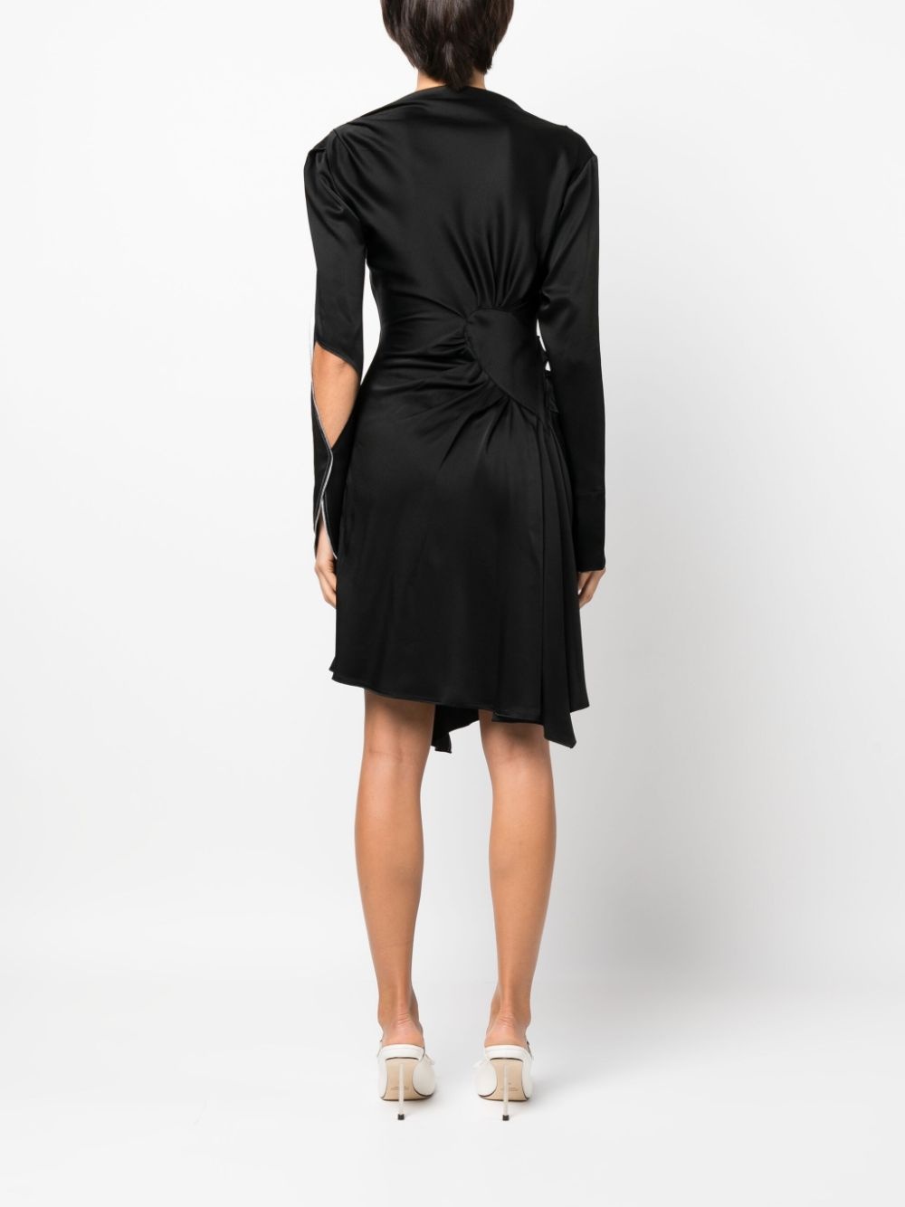 asymmetric draped midi dress - 4