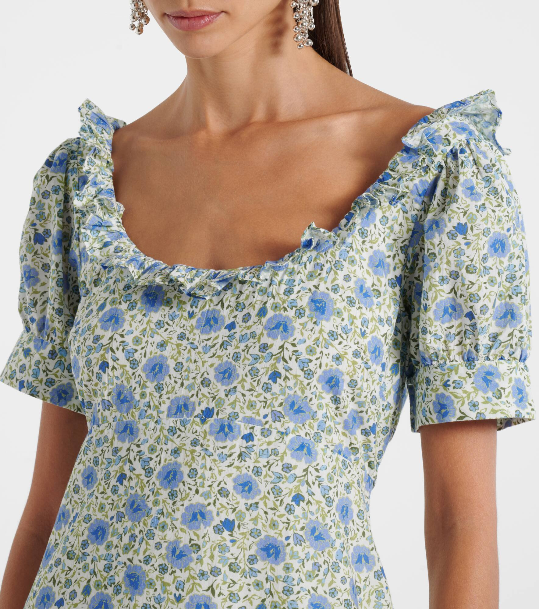 Sorana floral ruffled cotton midi dress - 4