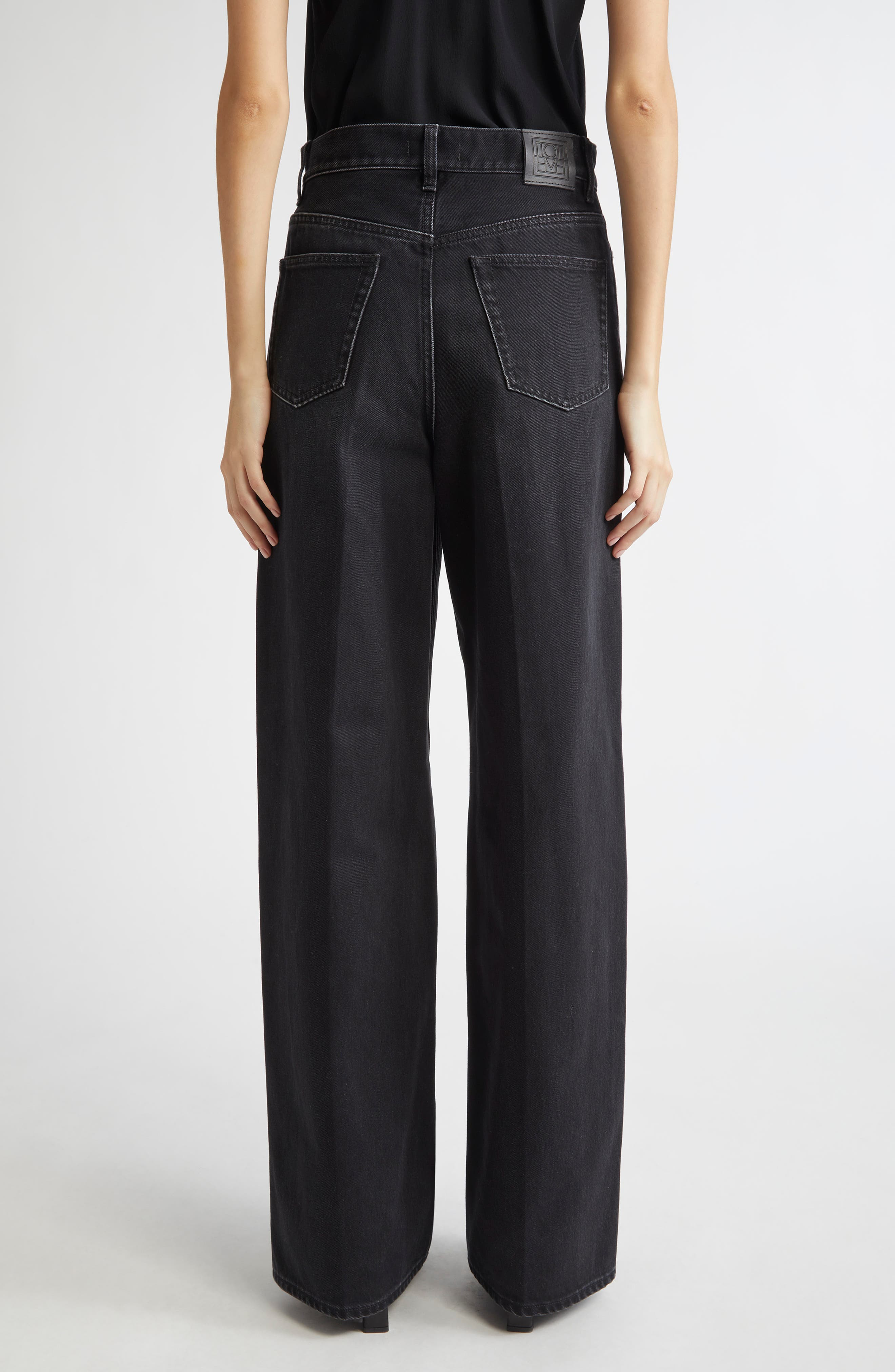 TOTEME High Waist Wide Leg Jeans in Faded Black at Nordstrom - 3