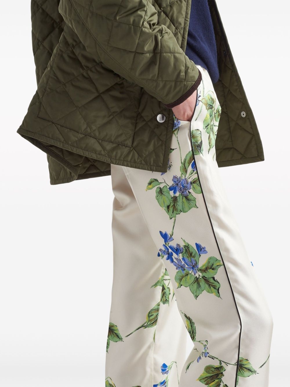 floral twill trousers - 4