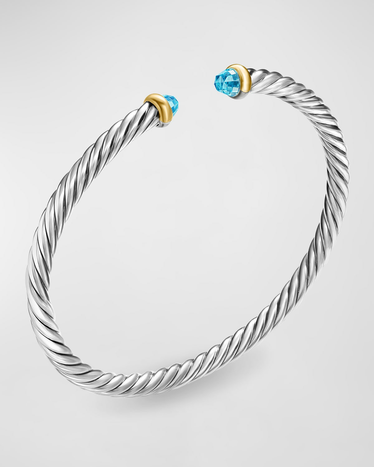 Cable Flex Bracelet with Gemstone in Silver and 14K Gold - 3