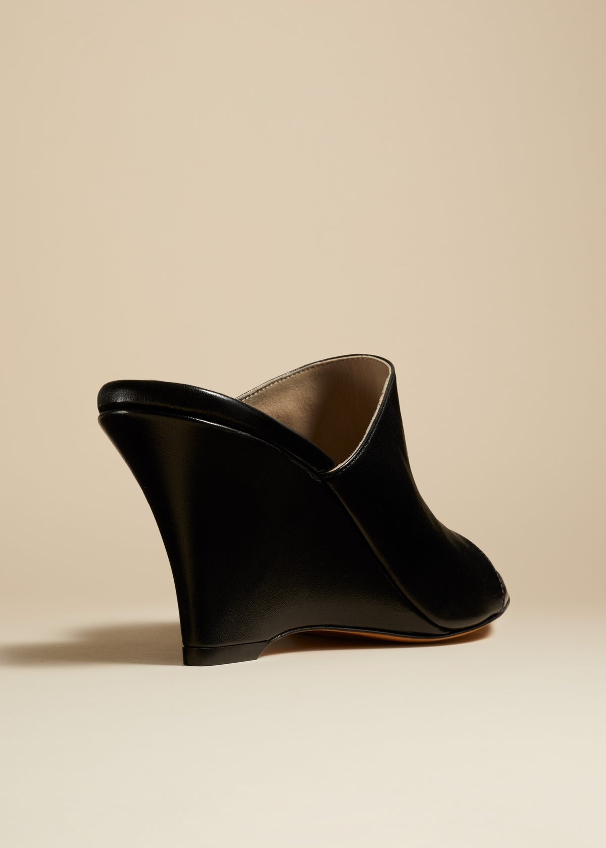 The Marion Wedge Sandal in Black Leather - 3