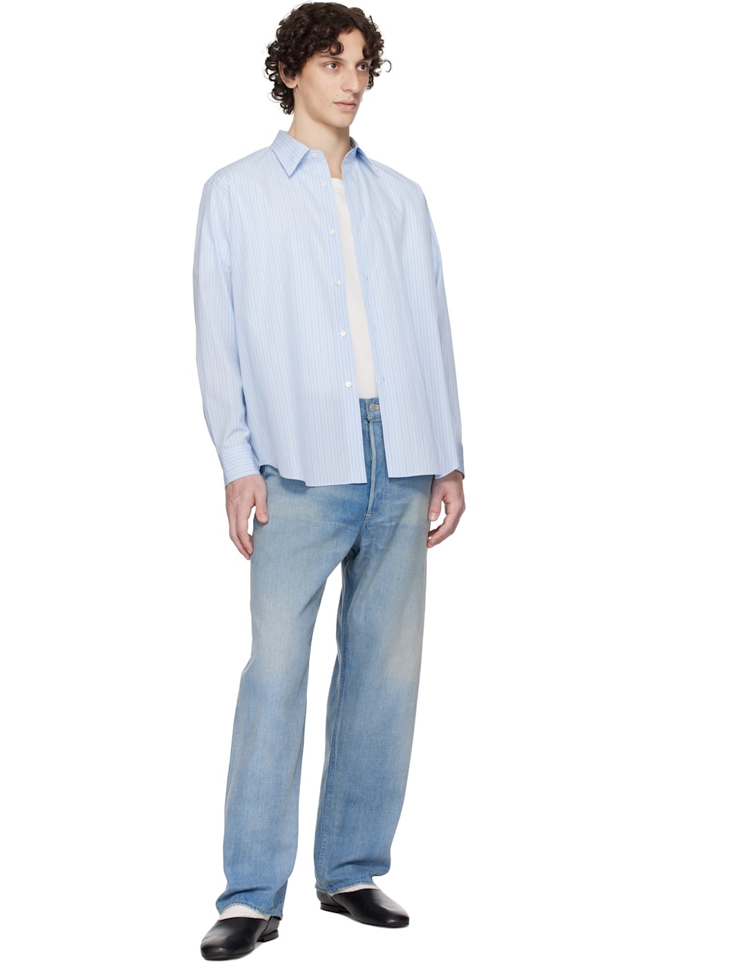 Blue Suvin High Count Cloth Stripe Shirt - 4