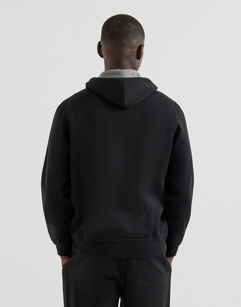 Brunello Cucinelli Cotton, cashmere and silk French terry double cloth hooded sweatshirt with zipper outlook