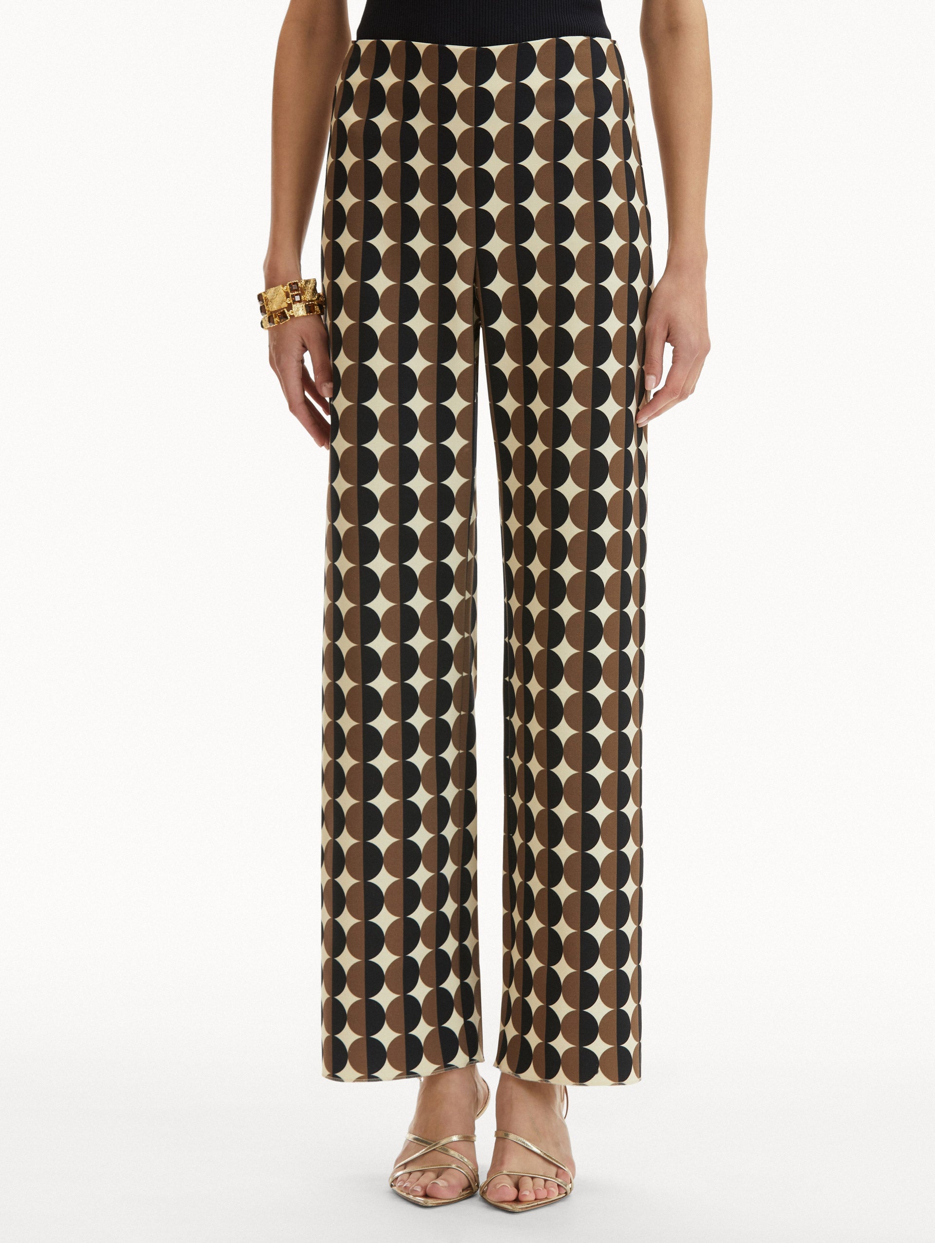 GEOMETRIC CIRCLE WOOL PANTS - 4