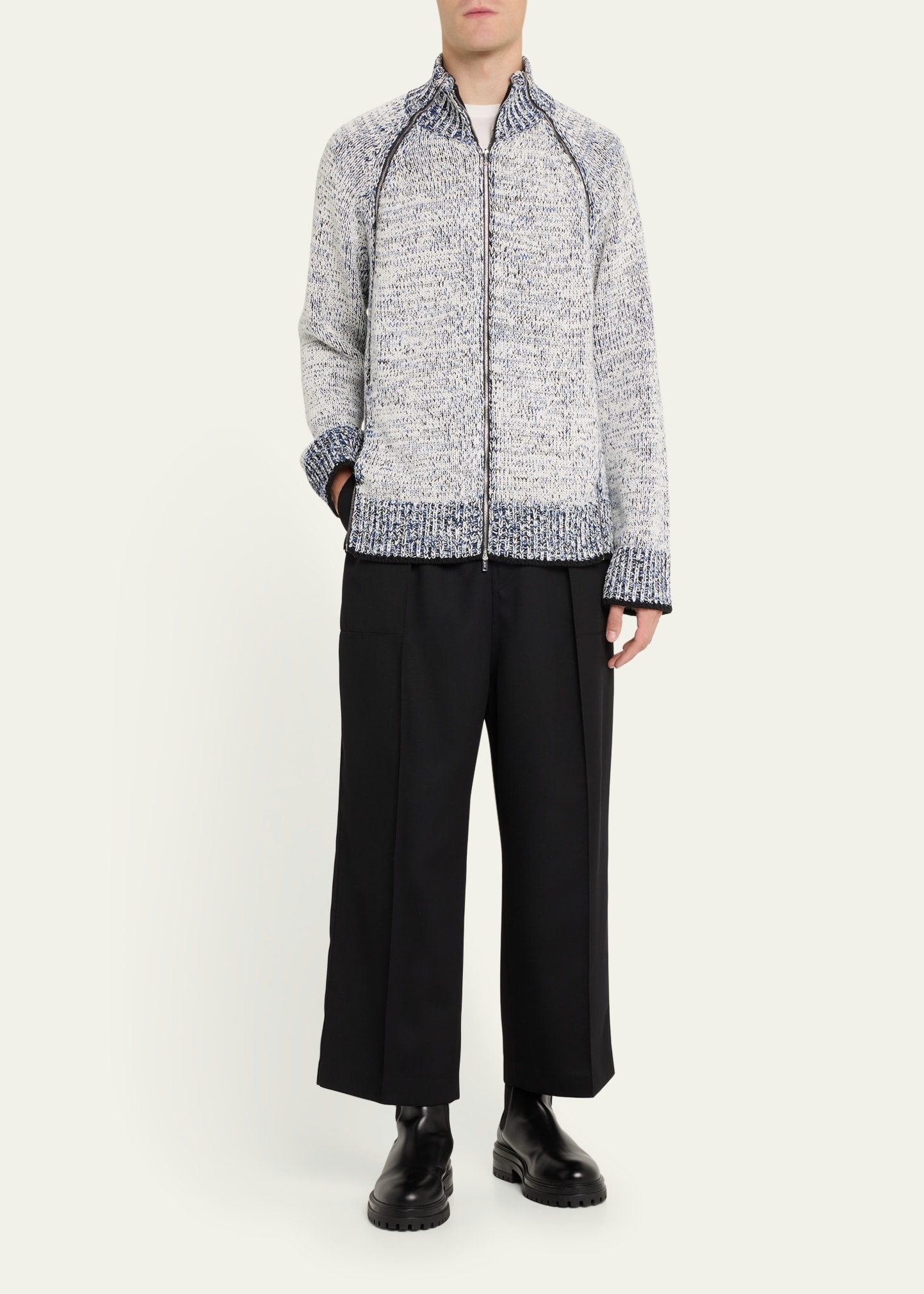 Men's Marled Full-Zip Cardigan Sweater - 2
