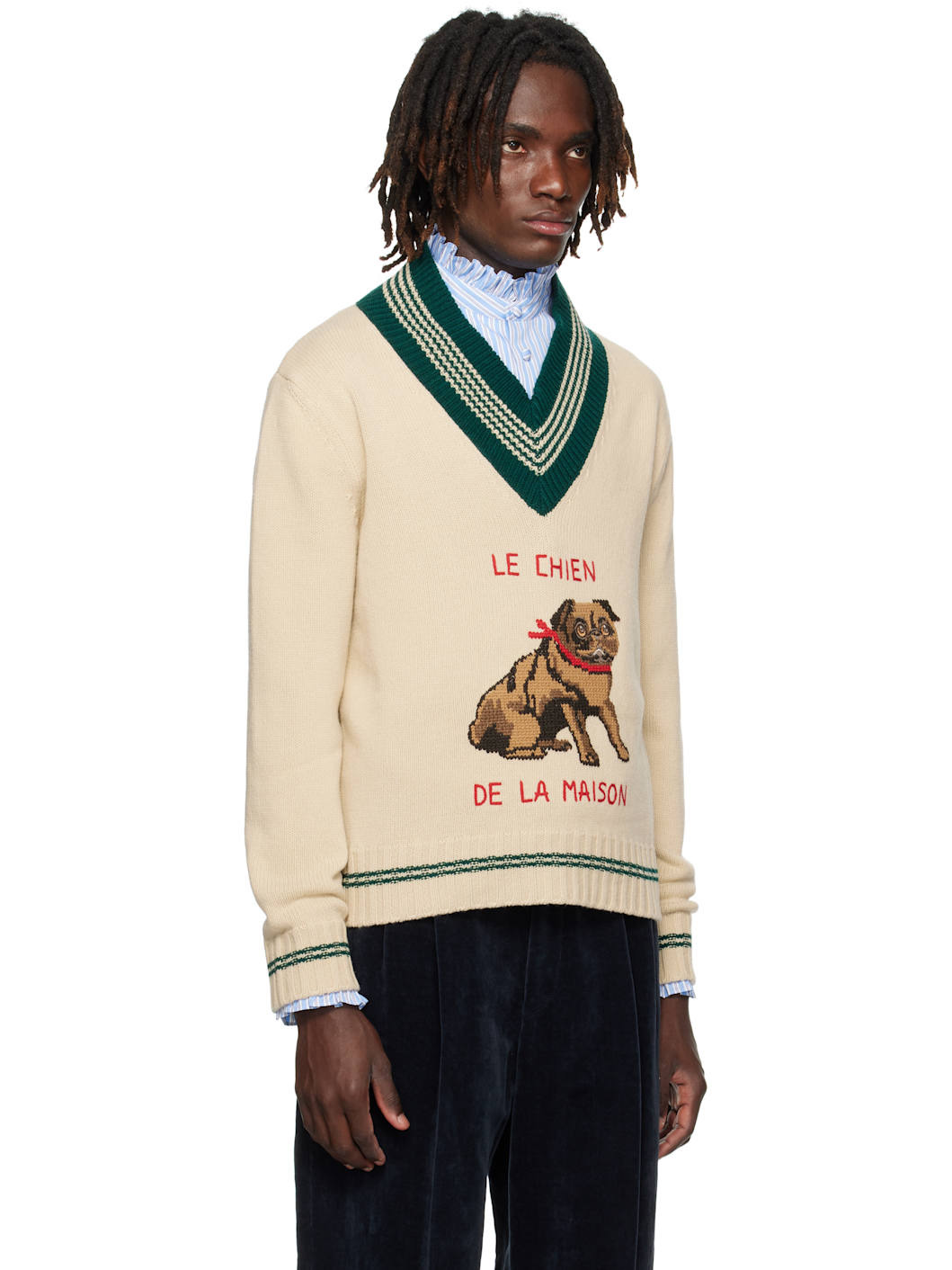 Beige 'Le Chien De La Maison' Jacquard Wool Sweater - 2