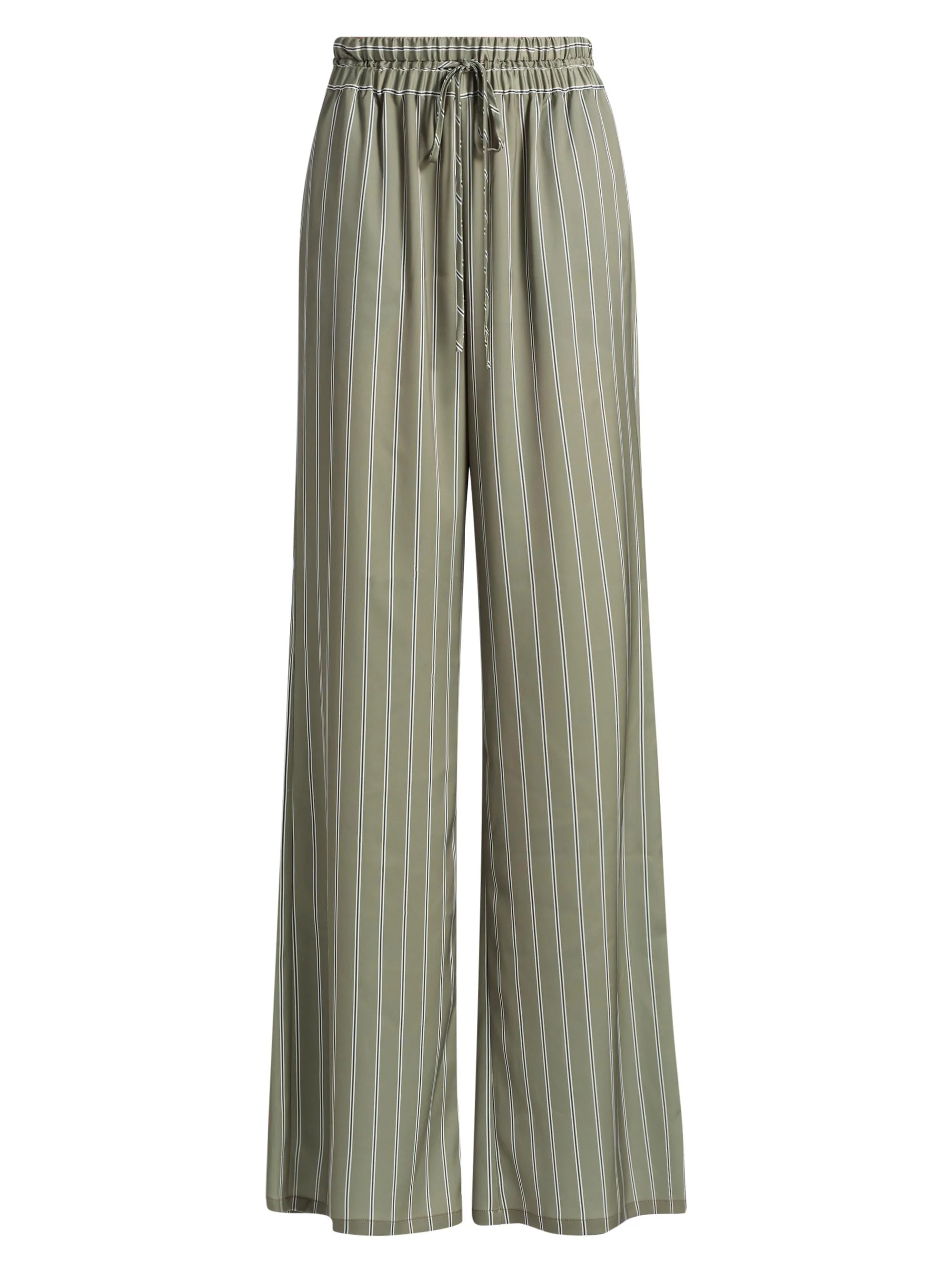 Women's Sylvie Striped Wide-Leg Pants - Safari Green Seaside - 1
