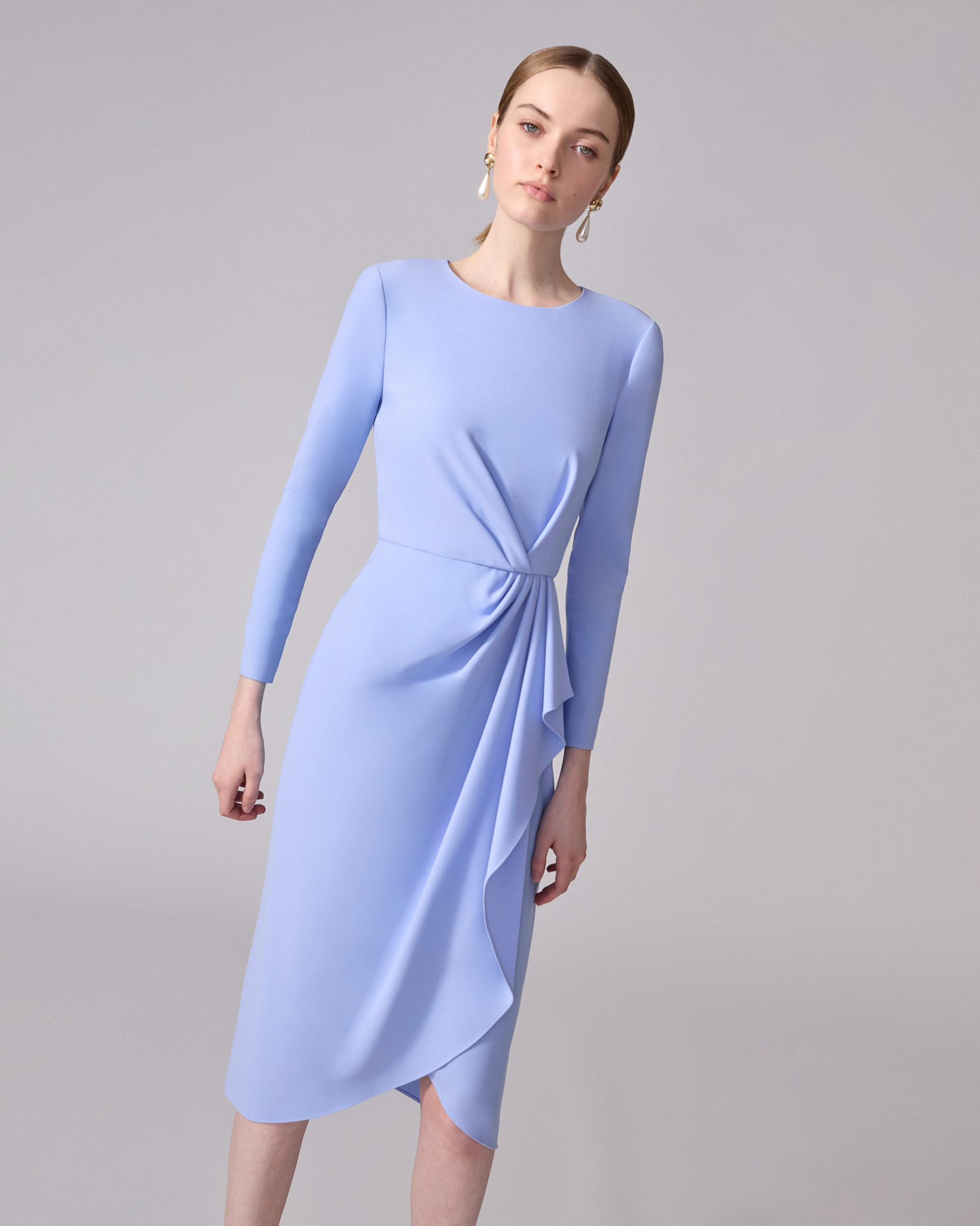 Sheath Dress With Side Drape - 4