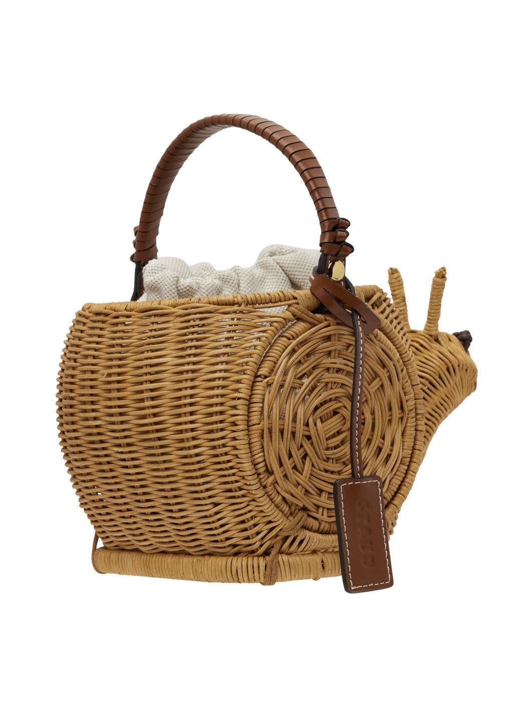 Beige Escargot Wicker Basket Bag - 2