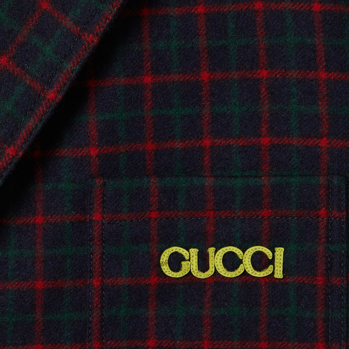 Embroidered check wool flannel jacket - 7