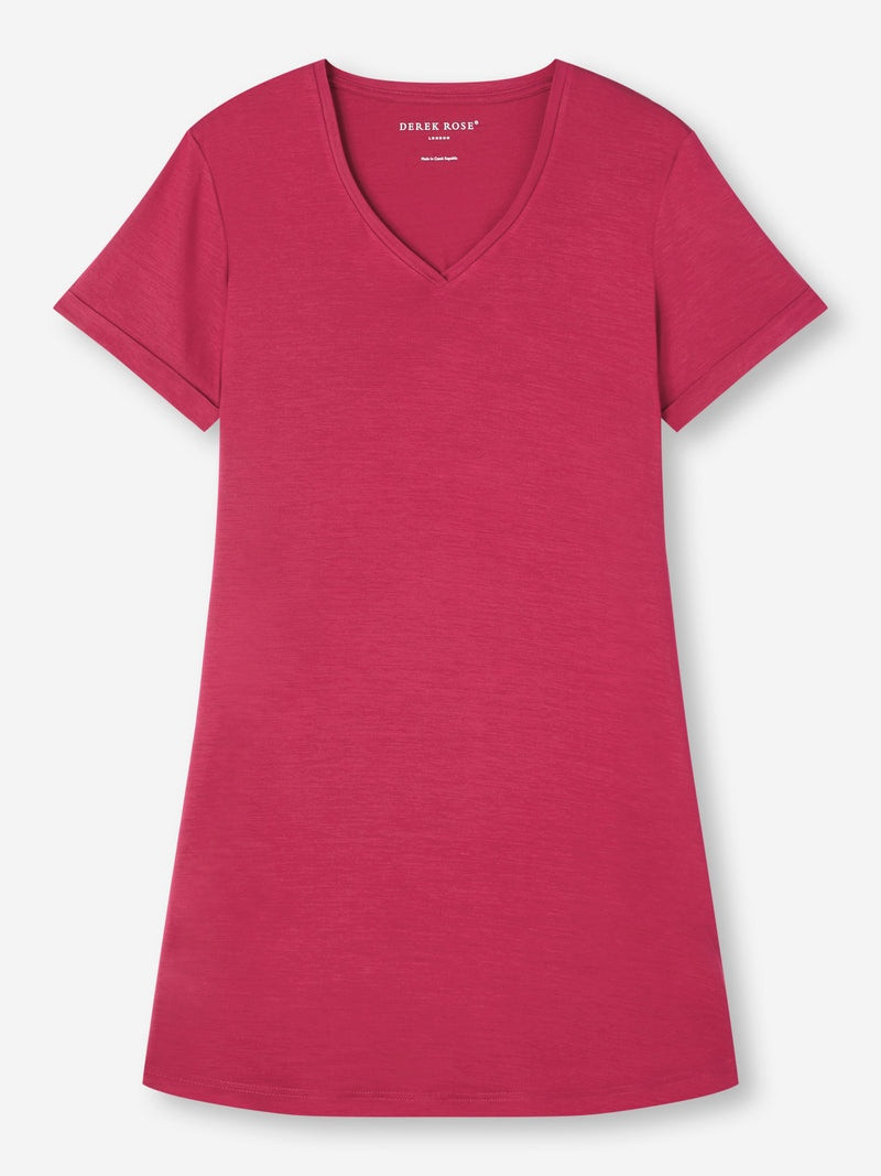 Women's V-Neck Sleep T-Shirt Lara Micro Modal Stretch Berry 1