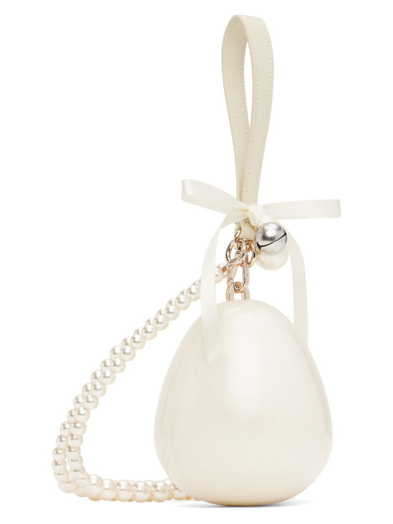 Simone Rocha Off-White Bell Charm Micro Pearl Egg Bag outlook