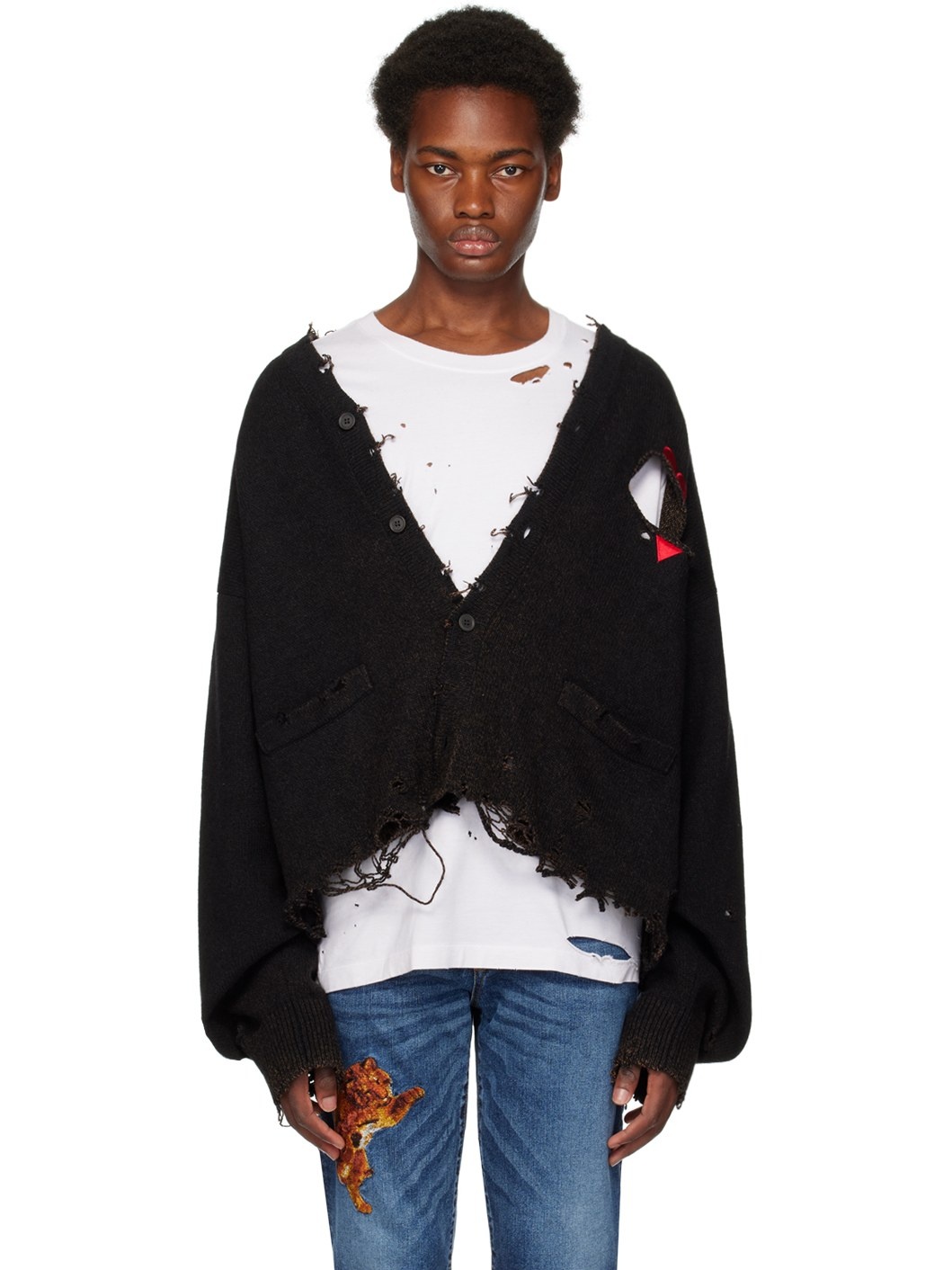doublet Black Broken Heart Cardigan | ssense | REVERSIBLE