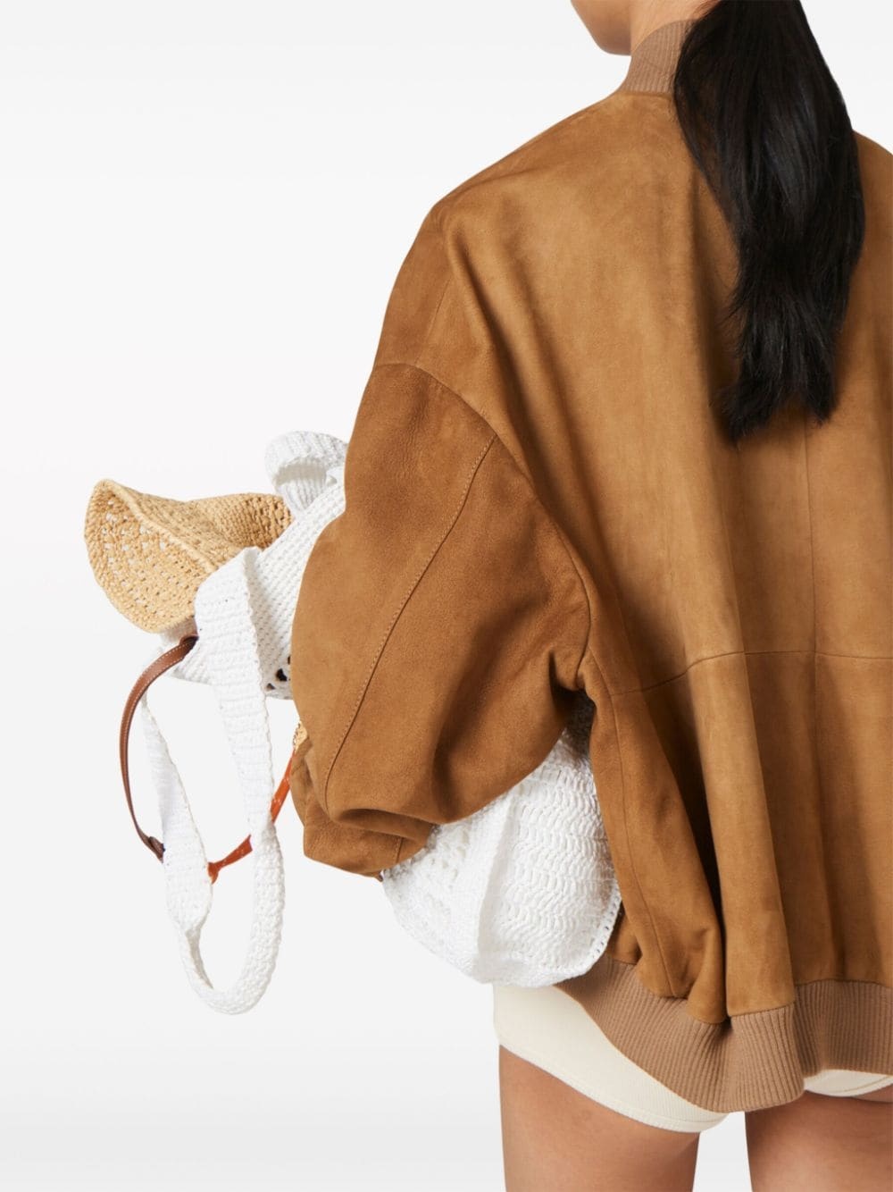 logo-lettering suede jacket - 5
