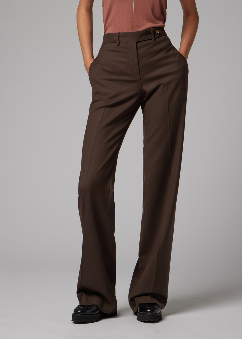 Women's Brown Wool Bootcut-Trousers 5