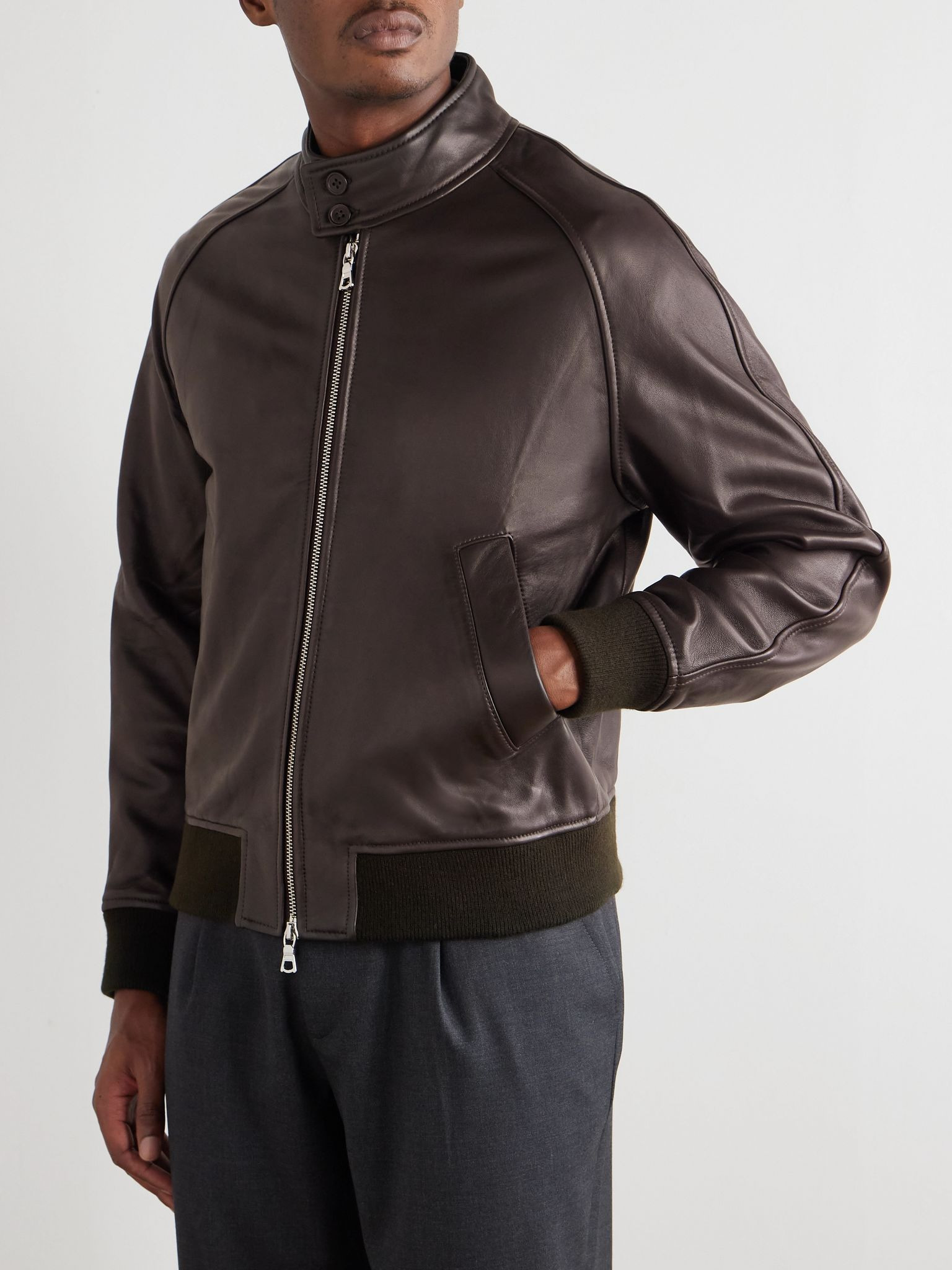Craig Leather Bomber Jacket Brown - 3