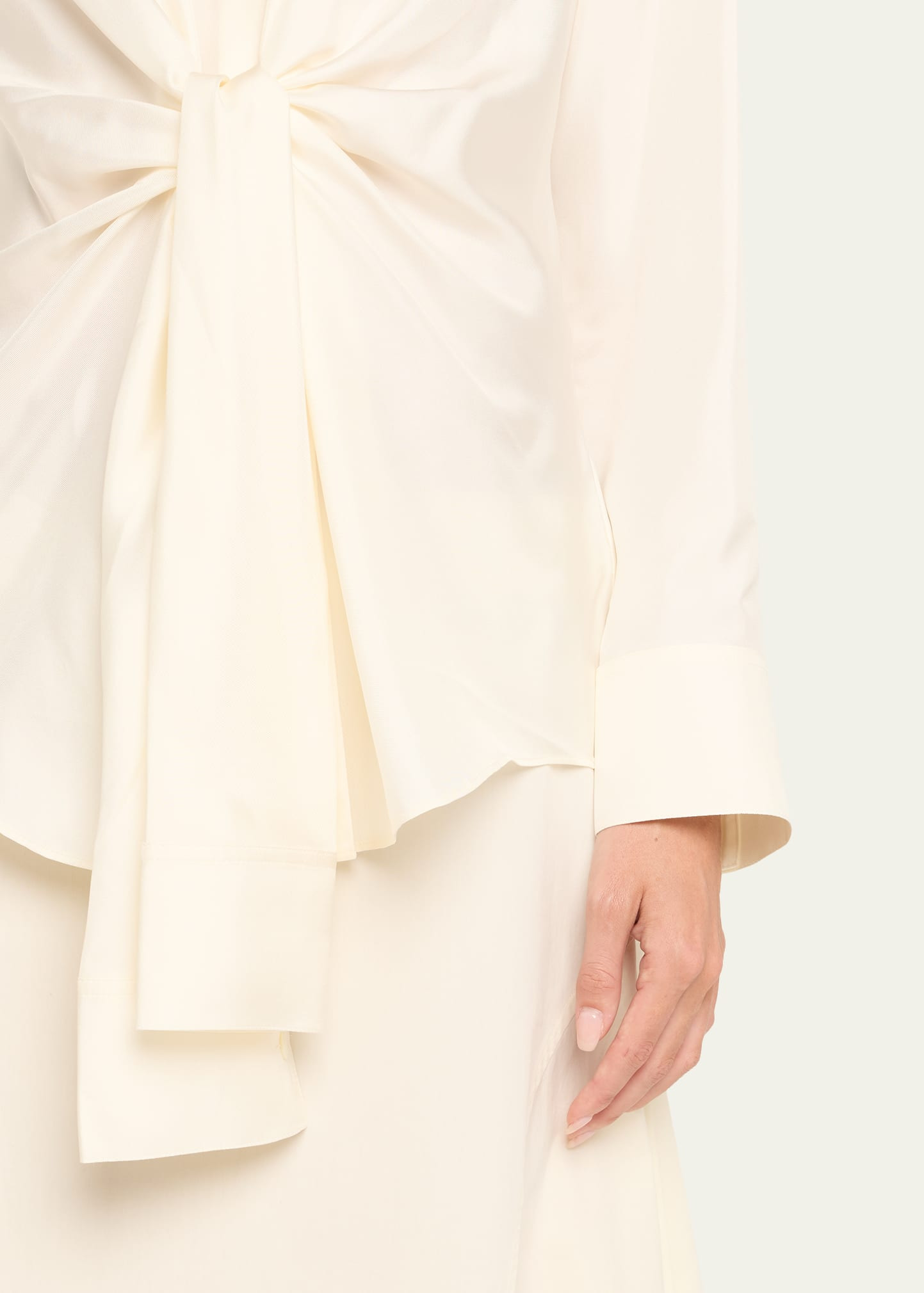 Long-Sleeve Silk Knot Shirt - 5
