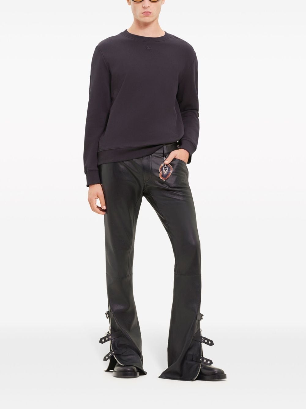 logo-embroidered fleece sweatshirt - 3