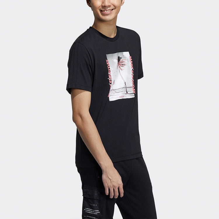 adidas neo Athleisure Casual Sports Round Neck Short Sleeve Black GP5692 - 4