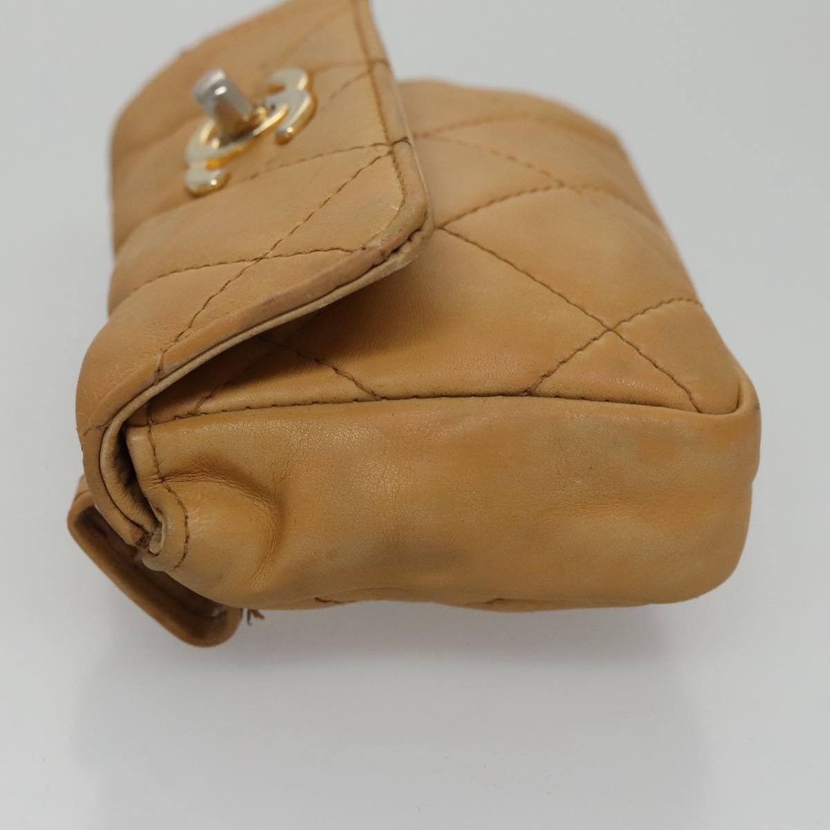CHANEL Matelasse Waist Bag Leather Beige CC - 4