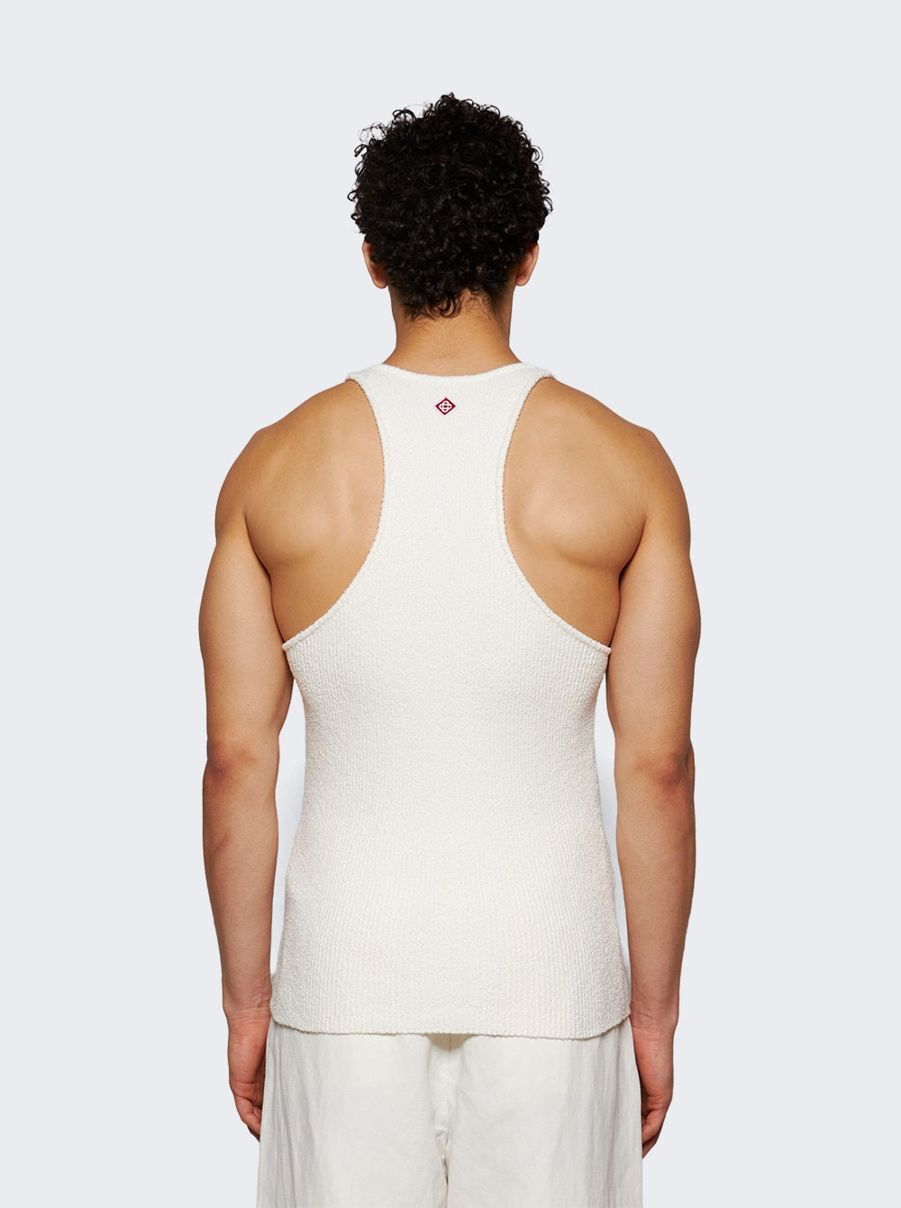 Boucle Ribbed Vest Top White - 4