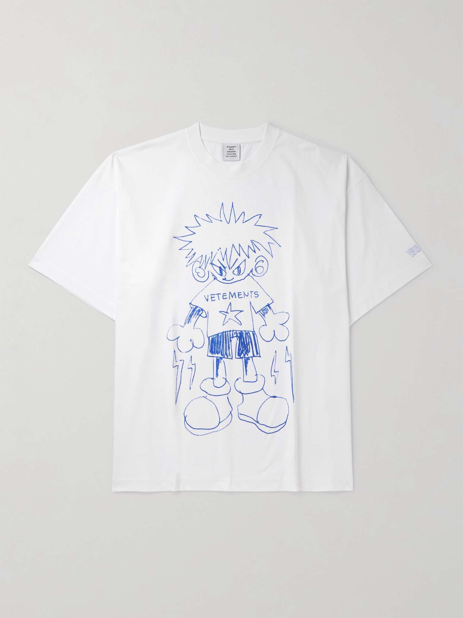 VETEMENTS Scribbled Teen Oversized Logo-Print Cotton-Jersey T-Shirt |  REVERSIBLE